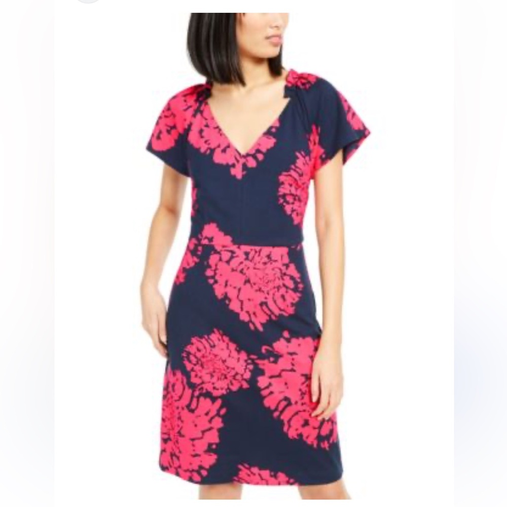 Trina Turk Women Plus Beckell Floral V Neck Dress Pink 14 Classy Cottagecore